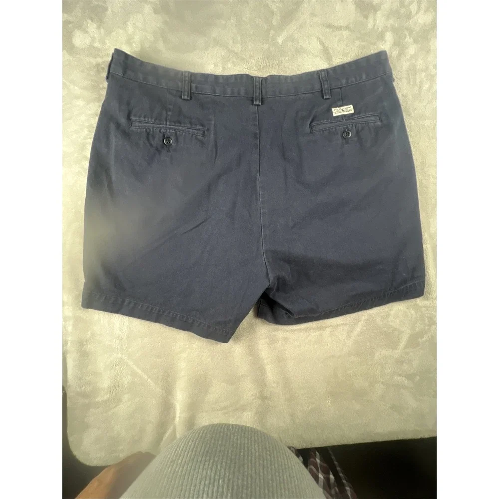Polo Ralph Lauren Andrew Chino Shorts Mens 40 Navy Blue Pleated Cotton 6in
